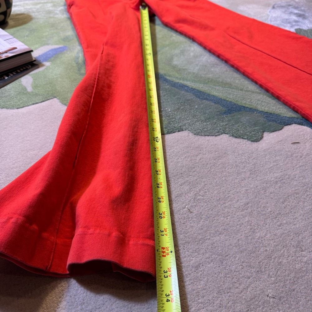 Alice + Olivia Jeans Red High Rise Wide Leg Flare Pants Front Seam Detail - Picture 5 of 14